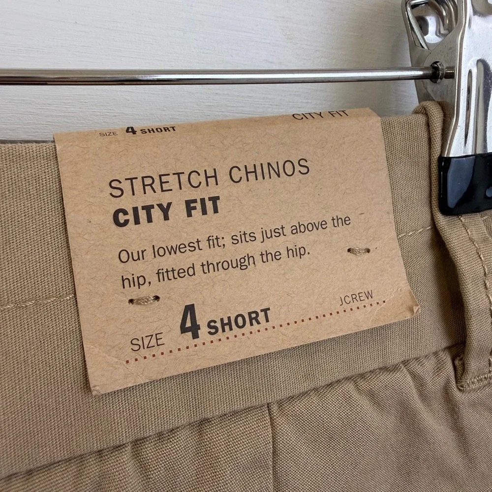 NEW‎ J. CREW Stretch Chinos City Fit Tan Khaki Pants WOMEN 4 Short 2010 96071